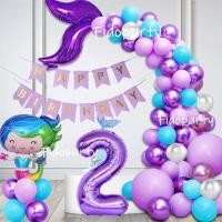 ราคา ธีมนางเงือกสีฟ้าสีม่วงหางนางเงือกฟอยล์บอลลูนพวงมาลัยโค้งชุดสาววันเกิดงานแต่งงานตกแต่งของเล่นเด็ก (40462414386)