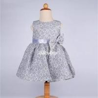 ราคา ชุดราตรีเด็ก ชุดเดรสกระโปรง ชุดเด็กผู้หญิง ชุดเดรสผูกโบว์ สีเทาฟ้า (1536080992)