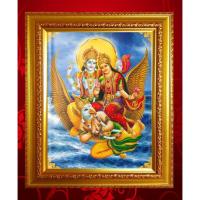 ราคา กรอบมงคลรูป พระนารายณ์พระแม่ลักษมี และ พญาครุฑ สัตว์เทพ พาหนะ /งานบูชา/กรอบมงคล/กรอบขนาด 28.5×33.0 เซนติเมตร (26676251285)