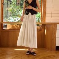 ราคา GIORDANO WOMEN Pearlescent elastic waist bubble long skirt 18465906 (28780775628)