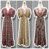 ราคา เดรสยาวผ้าไหมอินเดีย แขนสั้นระบาย (41652580658)