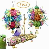 ราคา Pet Bird Toys Colorful Beads Bells Chew Swing Toys for Parrots Cockatiels Training Hanging Toys Bird Cage Pet Supplies ﻿ (28112160754)