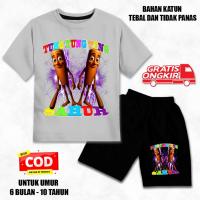 ราคา KATUN ชุดสูทแขนสั้นสําหรับเด็กพร้อมฮู้ด 2 ชิ้น วัสดุผ้าฝ้ายพรีเมี่ยม พิมพ์สกรีน DTF สีดํา cln (41764686819)
