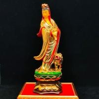 ราคา เจ้าแม่กวนอิม ประทานพร ประทับบนดอกบัวกิเลน (สูง22ซม.)งานเคลือบทองพรีเมี่ยม นำเข้าจากประเทศจีน ปลุกเสกวัดมังกร (14867881707)