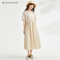 ราคา GIORDANO WOMEN 100% Cotton patchwork short sleeve dress 18464702 (28074328573)