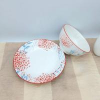 ราคา จาน ชาม เซรามิค ลายดอกแดง ขนาด จาน 8.25 นิ้ว และ ชาม 6 นิ้ว (13507846707)