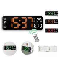 ราคา นาฬิกาดิจิตอล 13นิ้ว LED นาฬิกาดิจิตอลนาฬิกาปลุกรีโมทคอนโทรลอุณหภูมิวันที่สัปดาห์ตารางติดผนังอิเล็กทรอนิกส์ (26007484708)