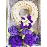 ราคา พวงมาลัยไหมพรมกุหลาบสีม่วง (13949351287)