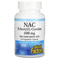 ราคา พร้อมส่ง ! Natural Factors, NAC N-Acetyl-L-Cysteine, 600 mg, 60 Vegetarian Capsules (8764516226)