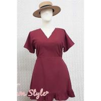 ราคา เดรสสาวอวบ ป้ายอก สีแดงเลือดหมู (6251222350)