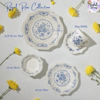 ราคา Violet Flamingo จานเซรามิคสไตล์อังกฤษ รุ่น Royal Rose มี 3 สีให้เลือก จานขนาด 21 ซม. จานขนม จานอาหาร (22568814871)