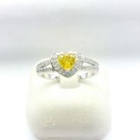 ราคา แหวนบุษราคัม เงินแท้ 925 แหวนพลอยเหลือง ชุบทองคำขาว (9588118256)