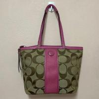 ราคา กระเป๋ามือสอง ของแท้ Coach Signature Stripe Tote วินเทจ สภาพดี (29878417519)