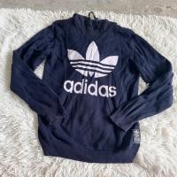 ราคา เสื้อฮู้ดไหมพรมแขนยาวสีน้ำเงินแบรนด์ Adidas ป้ายติดไซด์ s ของแท้ 100% (40014588991)