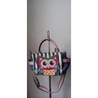 ราคา กระเป๋าผ้าทอพิมพ์ลายนกฮูกผสมผ้ายีนส์ ลายหน้า-หลัง ปากบนซิป หิ้วถือได้,สะพายยาวพาดลำตัวได้ ขนาด 14 × 7 นิ้ว ของใหม่ (26009303830)