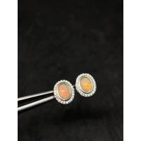 ราคา ต่างหุพลอยโอปอลแท้รุ้งสวยล้อมเพชร ตัวเรือนเงินแท้ชุบทองขาว จัดส่งฟรีพร้อมกล่อง (7178982248)