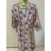 ราคา เดรสลายดอกชายระบาย แขนระบาย (6656749481)