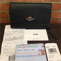 ราคา Coach กระเป๋าตังค์ใบกลาง 3 พับ สีดำ (1943498663)
