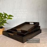 ราคา [ชุด3ใบ] ถาดไม้ ถาดเสิร์ฟ ถาดวางของ ถาดชุด ถาดสาน (13352932767)
