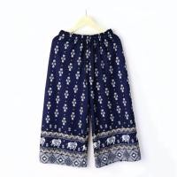 ราคา กางเกงผ้าหนังไก่ ขา 5 ส่วนลายช้าง #756-71 (27586885894)