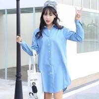 ราคา เสื้อผ้าแฟชั่นเดรสเชิ้ตคอปกกระดุมหน้าแขนยาวสีพื้น ทรงหน้าสั้นหลังยาวผ่าชายเสื้อโค้งเล็กน้อย (1172818050)