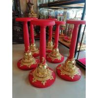 ราคา ฐานวางเศียร ขาตั้ง ขาตั้งเศียร(แดง) สูง16 นิ้ว ขาตั้งหัวโขน ไม้กลึงปิดทอง ตีลายประดับเพชร สำหรับหัวโขน เศียรครู ขนาดครอบ (16839022648)