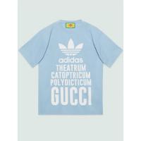 ราคา Gucci x Adidas เสื้อยืดคอกลม รุ่น Gucci Authentic Men's Adidas x Cotton Jersey T-Shirt Code: 616036 XJEW2 4709 (24877020850)