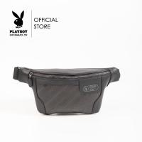 ราคา Playboy รุ่น Urban กระเป๋าคาดอกคาดเอวผู้ชาย รหัส ST-B251PBM302-BLดีไซน์แต่งขอบหนังสกรีนลายเส้นเอียงซิบหน้า สี Navy Blue (26825070374)