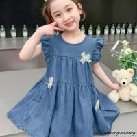 ราคา ชุดเด็กทารกเดรสยีนส์แขนกุดทรงหลวมเป็นผ้ายีนส์นิ่มติดโบว์สวยมาก2ม สีน้ําเงินเข้มและสีฟ้าอ่อนแถมหมวก เด็ก43 (26767213131)