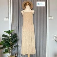 ราคา earth music&ecology เดรสสายเดี่ยว มือสอง แบรนด์ญี่ปุ่นแท้% Size F (อก 32“) สีน้ำตาลอ่อน จุดดำ ไม่มีกระเป๋าข้าง Lot L (28912892918)