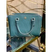 ราคา กระเป๋าชอปปิ้งสีเขียวอะไหล่ทอง Tory Burch #64189 Emerson Mini Top Zip Tote Saffiano Leather / Jitney Green (10900119828)
