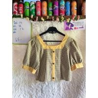 ราคา เสื้อครอปแขนตุ๊กตาสีเหลืองลายสก็อต (13899265729)