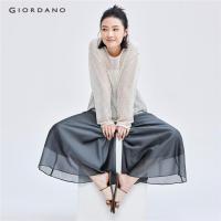 ราคา GIORDANO WOMEN Shimmer elastic waist wide leg crop pants 18424903 (24341323780)