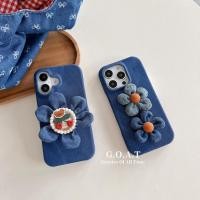 ราคา GOAT แฟชั่น denim ดอกไม้สําหรับ iPhon 16 15 13 14 12 pro max 16e iPhon 11 16 14 plus Anti-fall ป้องกันกลับเคสโทรศัพท์ (29535853207)