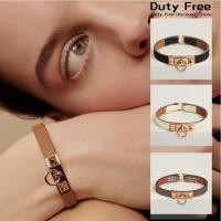 ราคา Hermès Rivale Mini Rose gold/gold/silver Bangle ️แอร์เมส สร้อยข้อมือหนังวัว (26326026344)