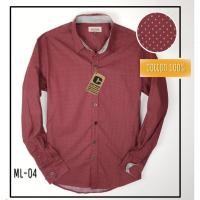 ราคา เสื้อเชิ้ตแขนยาว คอปก ลายจุดไข่ปลา สีแดง มีไซส์ S-4XL (6059433250)