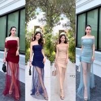 ราคา Stylista เดรสทรงพอดีตัว ไหล่เฉียงผ้าซีทรู ชายกระโปรงยาวเป็นซีทรู ใส่สวยมากๆ (29520479319)