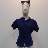 ราคา เสื้อหม้อฮ่อมคอจีนกระดุมจีนแขนสั้น (มือสอง) (22383173080)