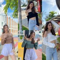 ราคา BSเสื้อปาดไหล่ต่อแขน แต่งสายเดี่ยวเพชรวิ้งๆใส่แล้วน่ารักกรุบกริบ เนื้อผ้าร่องยืด เสื้อปาดไหล่สายเดี่ยวเพรชวิ้งๆ (12919895428)