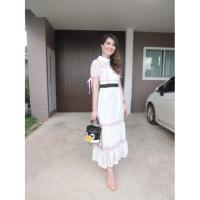 ราคา เดรสยาว สีขาว งานป้าย Dress ชุดไปทำบุญ ชุดไปเที่ยว (1672471022)