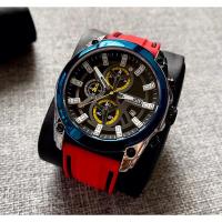 ราคา MEGIR นาฬิกาโครโนกราฟ จับเวลา สายซิลิโคนสีแดง (21093868770)