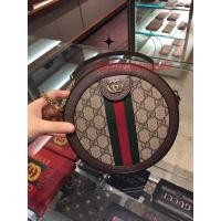 ราคา GUCCI Ophidia GG Supreme canvas printed green red green ribbon round biscuit bag/crossbody bag (mini) 55061 (40652683350)