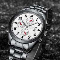 ราคา Bosck Man 6852 นาฬิกาข้อมือ ผู้ชาย สายเหล็ก แฟชั่น สายสแตนเลสดำ หน้าปัดดำมีวันที่ กันน้ำได้ รุ่น Bosck Men-6852 (2118832249)