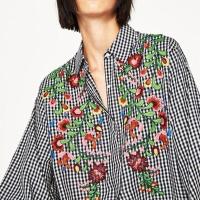 ราคา ZARA WOMAN x cotton x S งานปักตามหา ลายสก็อตสีกรม ทรงตัวยาว Tagครบ อก 40 ยาว 29 Code: 3198(7) (27306403573)