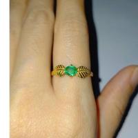 ราคา แหวนพลอย มรกต สีเขียว Emerald จากแซมเบีย ไข่ 5*4 mm. ฝังพลอย เตย แหวนเงินแท้92.5% ชุบทองแท้ 18K ไซส์52 พลอยแท้ธรรมชาติ (7964976174)