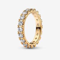 ราคา (ของแท้100%) Pandora Sparkling Gold Plated Row Eternity แหวนเพชรรอบ สีทอง (26672443670)
