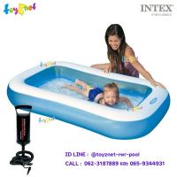 ราคา Intex สระน้ำเป่าลมเด็กเล็ก ทรงสี่เหลี่ยม 1.66x1.00x0.28 ม. รุ่น 57403 + ที่สูบลมดับเบิ้ลควิ๊ก วัน (748282991)