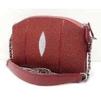 ราคา สอบถามสต๊อกก่อนสั่งซื้อ กระเป๋าหนังปลากระเบนแท้ สีแดง มีสายสะพาย Crossbody Saddle Bag (3469224802)