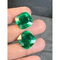ราคา มรกต พลอย Columbia โคลัมเบีย Green Emerald fine lab made cushion shape 10x12 มม mm...12กะรัต carats (2 เม็ด carats ) (12854564321)