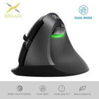 ราคา M618 MINI Delux DB Wireless Vertical Mouse Ergonomic MAX 2400 DPI 2.4G Bluetooth 6 Buttons with LED (28753602386)